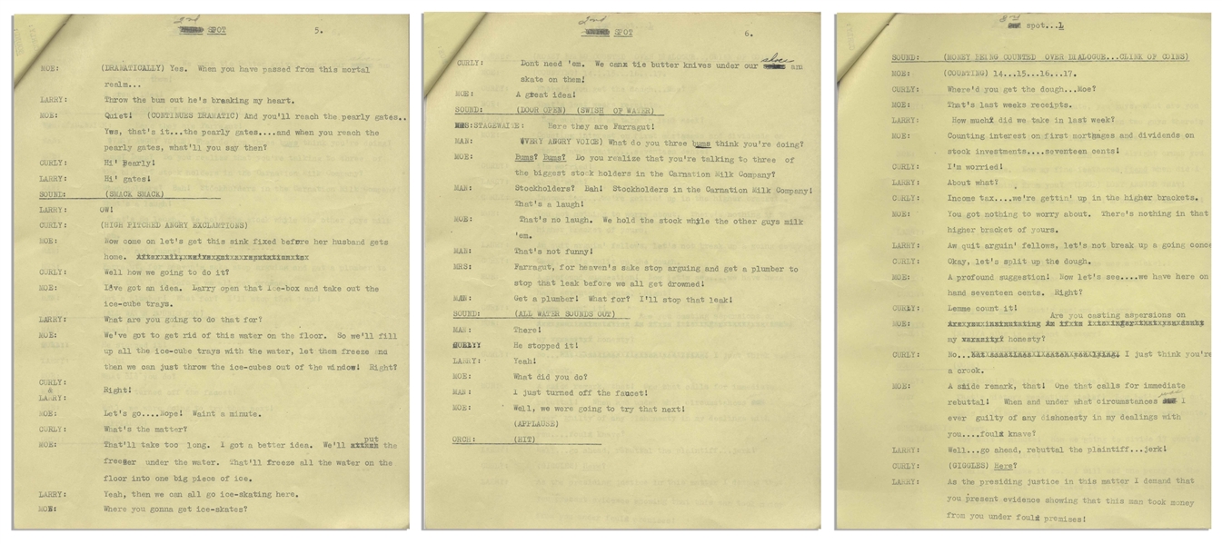 Moe Howard's 17pp. Script Dated June 1942 for Half-Hour Radio Show -- Labeled ''Rough Draft'' at Top & With Moe's Annotations Within -- Very Good Plus Condition